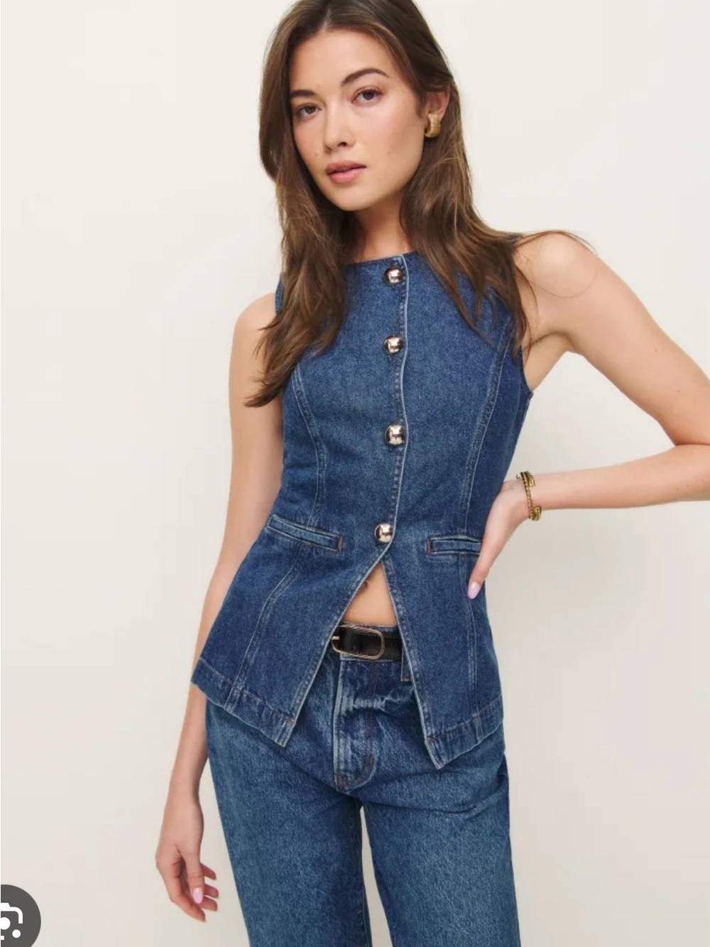 Reformation Ophelia Denim Top